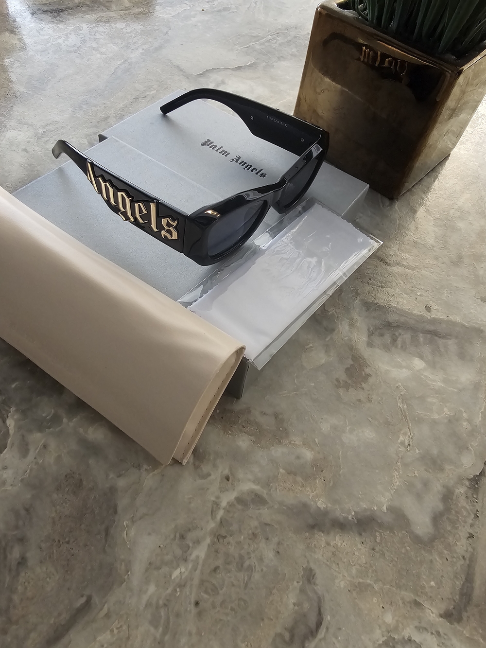 Palm Angels Black Sunglasses with Gold Logo